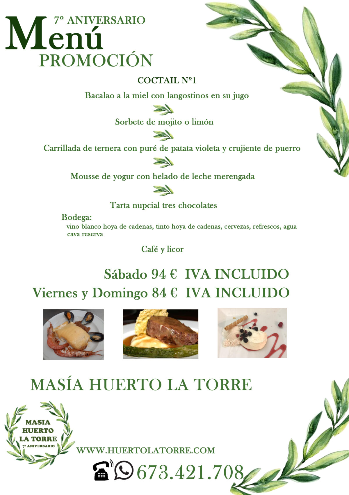 Men Boda 2023 Huerto La Torre   MENU PROMOCION Septimo ANIVERSARIO 1200x1702 